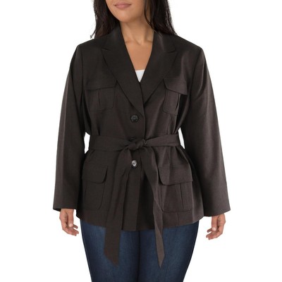 Женский коричневый офисный деловой блейзер на двух пуговицах Le Suit Plus 24W BHFO 8327