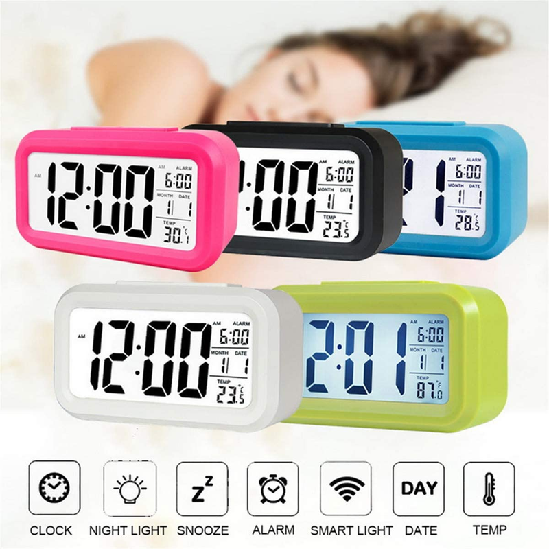 LED Digital Alarm Clock Backlight Snooze Mute Calendar Desktop Electronic Bcakli