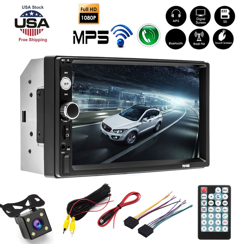 7" 2DIN Car HD Stereo Radio MP5 Player Bluetooth Touch Screen With Rear