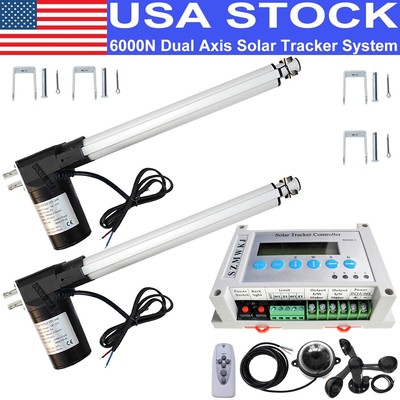 LCD Dual Axis Solar Tracker Kits - 2PCS 12'' 6000N Linear Actuators W/ Anemometer