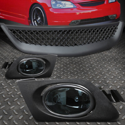 ПРОТИВОТУМАННАЯ ФАРА ДАЛЬНЕГО СВЕТА С ДЫМЧАТЫМИ ЛИНЗАМИ + ПЕРЕКЛЮЧАТЕЛЬ + РЕШЕТКА РАДИАТОРА TYPE-R ДЛЯ 01-03 HONDA CIVIC 2DR/4DR