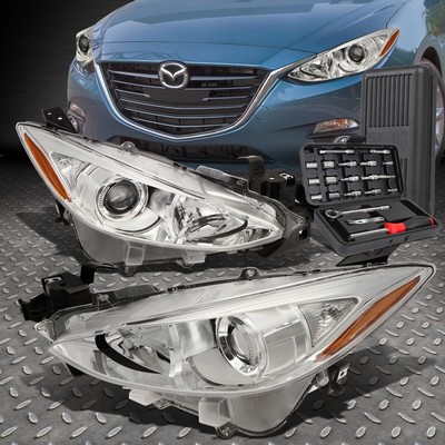 ДЛЯ 14-16 MAZDA 3 ХРОМИРОВАННЫЙ КОРПУС ЯНТАРНАЯ УГЛОВАЯ ЛАМПА ПРОЕКТОРА + НАБОР ИНСТРУМЕНТОВ