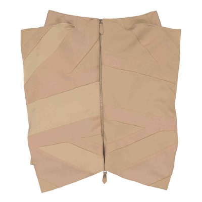 Pre-owned Burberry Ladies Dark Biscuit Flag Intarsia Satin Skirt In Check Description