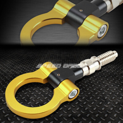 1.88 КОМПЛЕКТ БУКСИРОВОЧНЫХ КРЮКОВ ДЛЯ ЕВРОПЕЙСКОГО АВТОМОБИЛЯ/АВТОПРИЦЕПА С ЧПУ ИЗ АЛЮМИНИЕВОЙ ЗАГОТОВКИ ЗОЛОТОГО ЦВЕТА СПЕРЕДИ/СЗАДИ