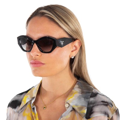 Pre-owned Prada Grey Gradient Cat Eye Ladies Sunglasses Pr 07ys 1ab0a753 Pr 07ys 1ab0a7 53 In Gray