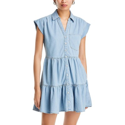 Veronica Beard Womens Trisha Dress Blue Collared Mini Shift Dress M BHFO 3229