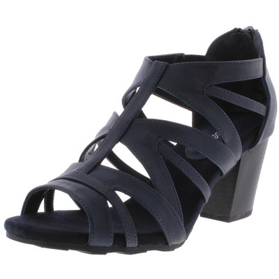 Easy Street Womens Amaze Navy Heel Sandals Shoes 6.5 Medium (B,M) BHFO 1250