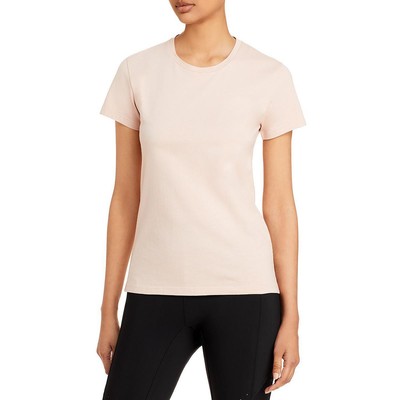 

Женский розовый топ с круглым вырезом и короткими рукавами Moncler с логотипом  BHFO 1387, Pastel pink