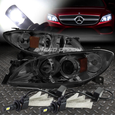 ЗАКОПЧЕННЫЙ КОРПУС, ЯНТАРНАЯ БОКОВАЯ ФАРА ПРОЕКТОРА + СКРЫТЫЙ СВЕТОДИОД 6000K ДЛЯ 04-09 MAZDA3