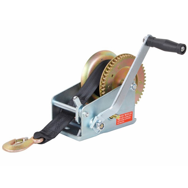 3000LBS 1350KG Hand Winch 1-Ways 8M Synthetic Strap For Pickup ATV Boat Trailer