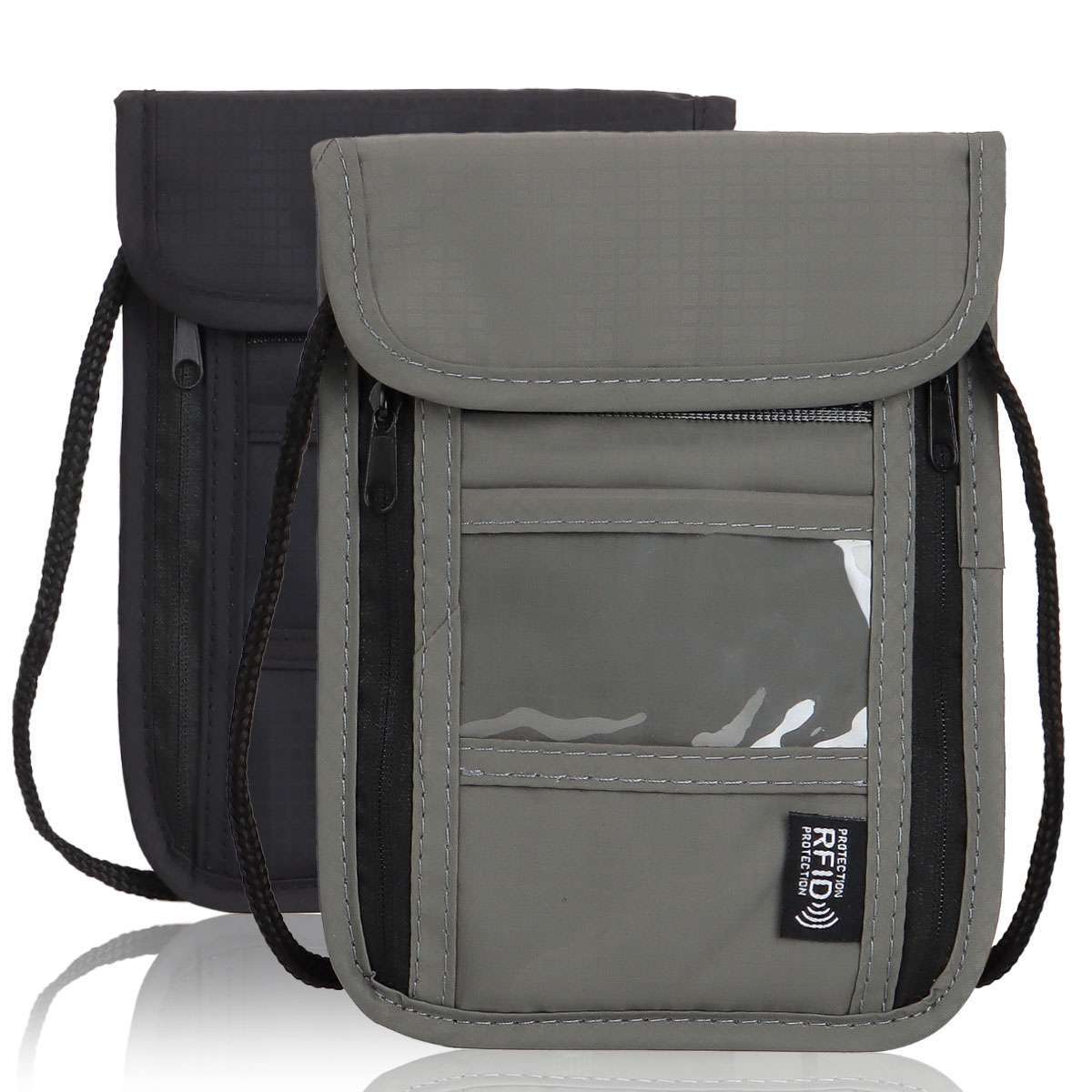 RFID Blocking Passport Holder  Neck Travel Wallet Bag Security Pouch Anti-Theft