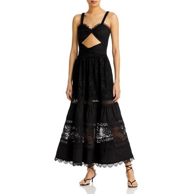 

Waimari Женское черное платье макси чайной длины с вырезами и присборами  BHFO 7239, Черный