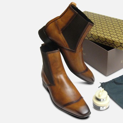 EXCEED SHOES HELLBRAUNES LEDER BISON CHELSEA STIEFEL VON EXCEED