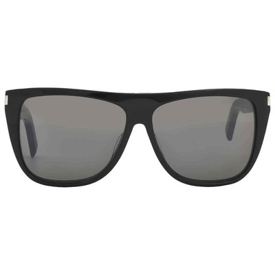 Pre-owned Saint Laurent Smoke Grey Rectangular Unisex Sunglasses Sl 1 002 59 In Gray