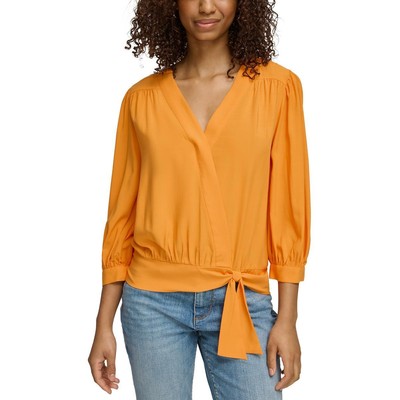 Женская блузка из тенсельной ткани с оранжевым галстуком-бабочкой Karl Lagerfeld Paris M BHFO 7551