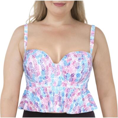 

Женский белый купальник пуш-ап Merona с принтом и рюшами, плюс 22 Вт BHFO 4499, White multi