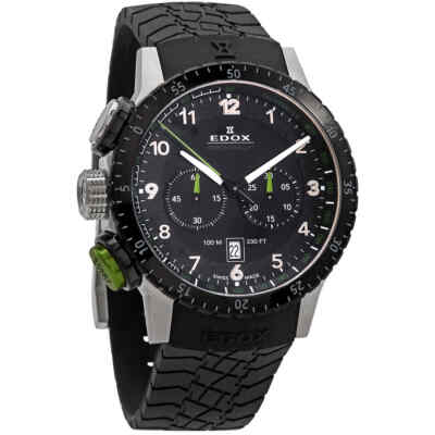 Pre-owned Edox Chronorally Chronograph Quartz Black Dial Men's Watch 10305 3nv Nv