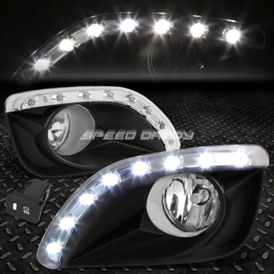 FOR 10-11 TOYOTA CAMRY CLEAR LENS BUMPER FOG LIGHT LAMPS W/LED DRL BEZEL+SWITCH
