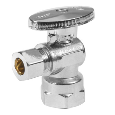 EFIELD 20 PCS 1/2'' FIP X 3/8'' OD 1/4 Turn  Compression Angle Stop Valve, Chrome