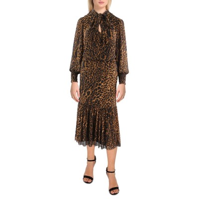 

Женское длинное расклешенное платье с леопардовым принтом Lauren Ralph Lauren BHFO 5024, Black multi