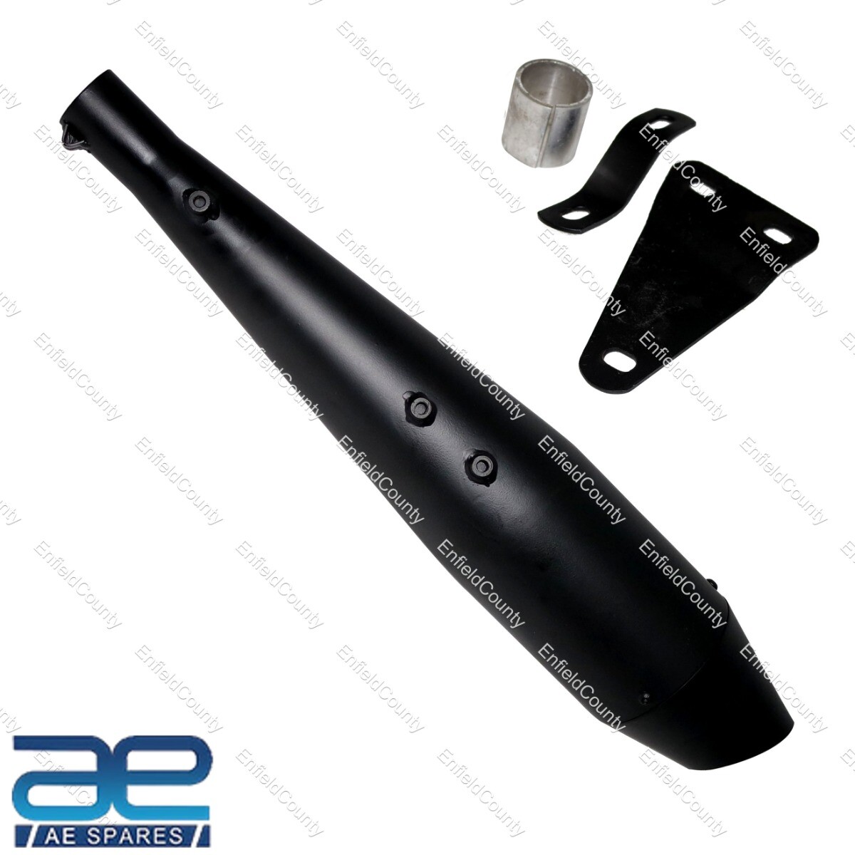 Fits Royal Enfield Classic 350 Dolphin Black Silencer + Bracket & Adapter  