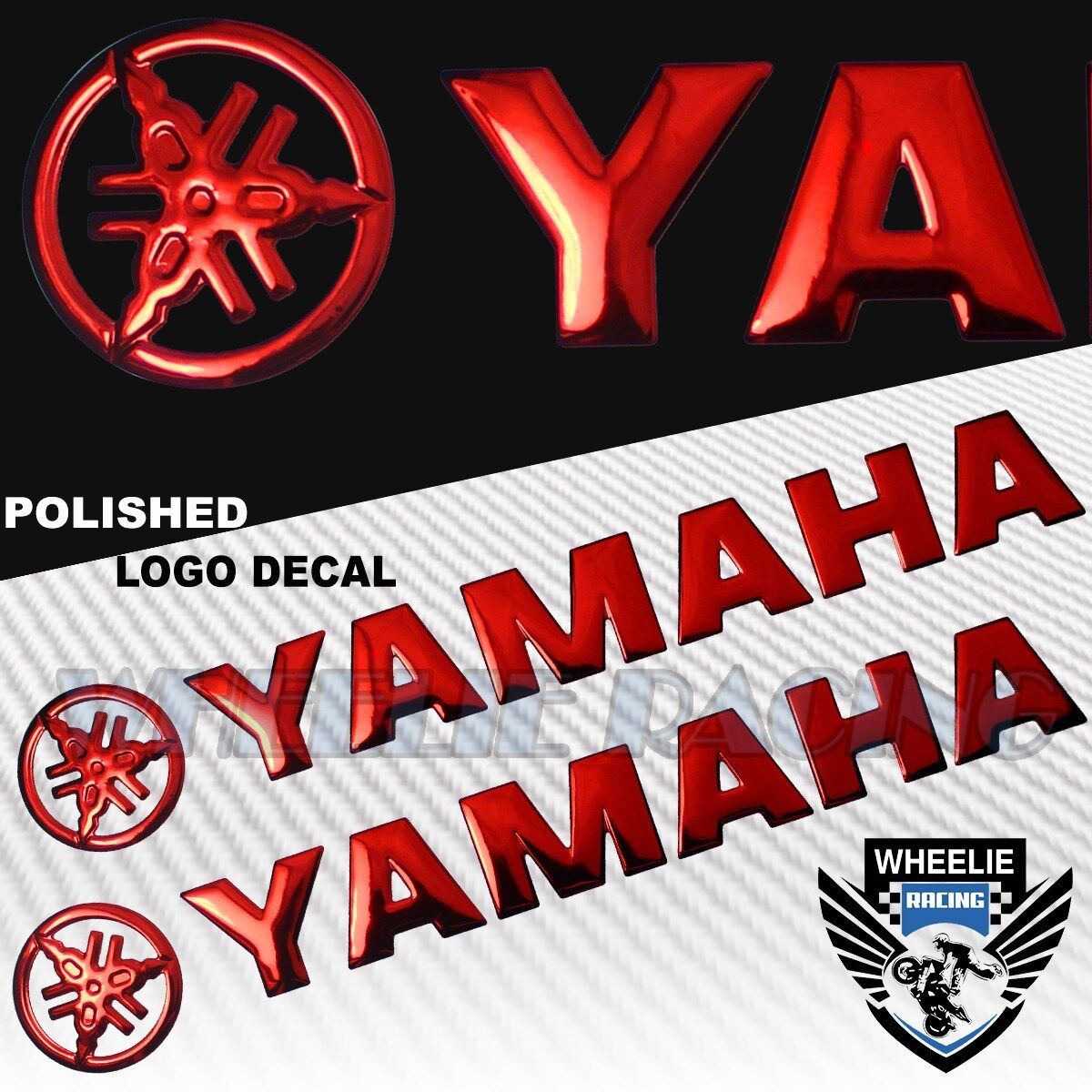 2 X 3.25"x 2" 3D ABS Emblem Decal Logo+Letter Fairing Sticker for Yamaha Chrome