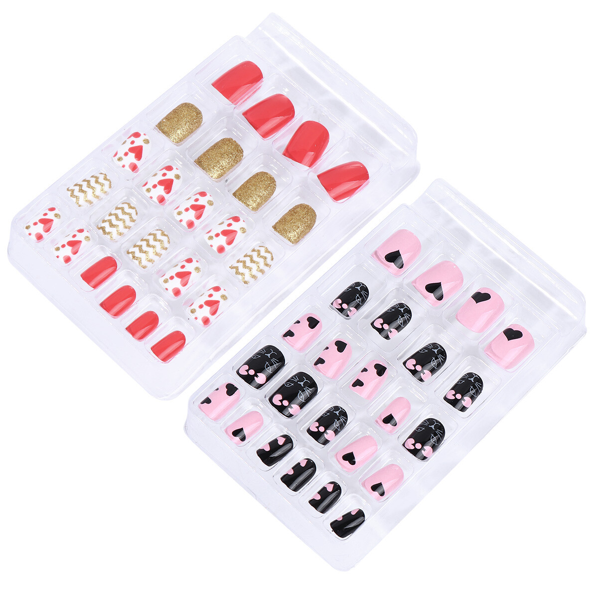 2 Sets 48pcs Cute False Nails Stick on Nails Kits for Kids Teenager Girls eBay