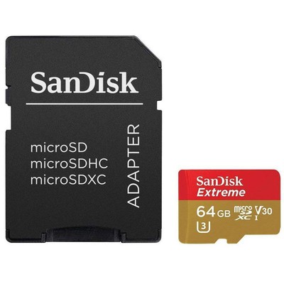 Карта памяти SanDisk 64GB Extreme UHS-I Class 10 V30 U3 microSDXC с SD-адаптером