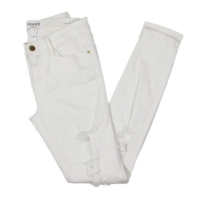 

Джинсы Frame Denim Womens Jeanne White Denim Destroyed Skinny Jeans  BHFO 1150, Blanc
