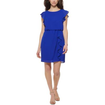

Женское мини-платье с короткими рукавами и оборками Jessica Howard BHFO 8754, Cobalt