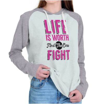 Fight For A Cure Breast Cancer Support Gift Womens Long Sleeve Hooded T Shirts