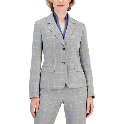 Женский офисный блейзер на двух пуговицах Kasper Womens Gray Window Pane Plus 18 BHFO 5506