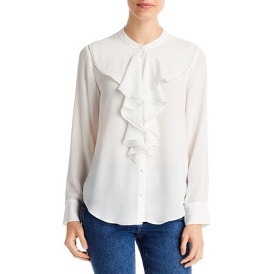 

Женская блузка с оборками цвета слоновой кости Vince Camuto, топ  BHFO 5784, New ivory