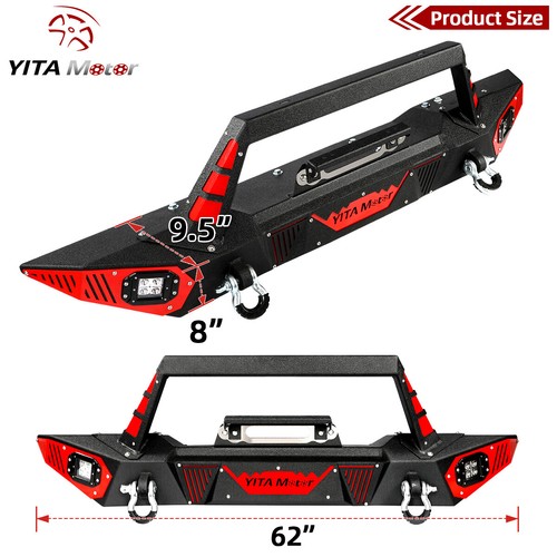 Front Bumper for 2007-2018 Jeep Wrangler JK Unlimited w/ Led Lights & D-Rings