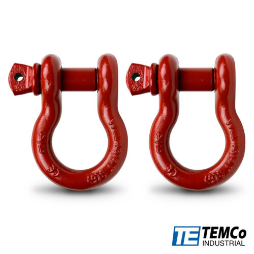 TEMCo RED ¾” 4 Ton D Ring Shackle (2 Pack) Screw Pin Clevis (Pin Diameter:0.87")