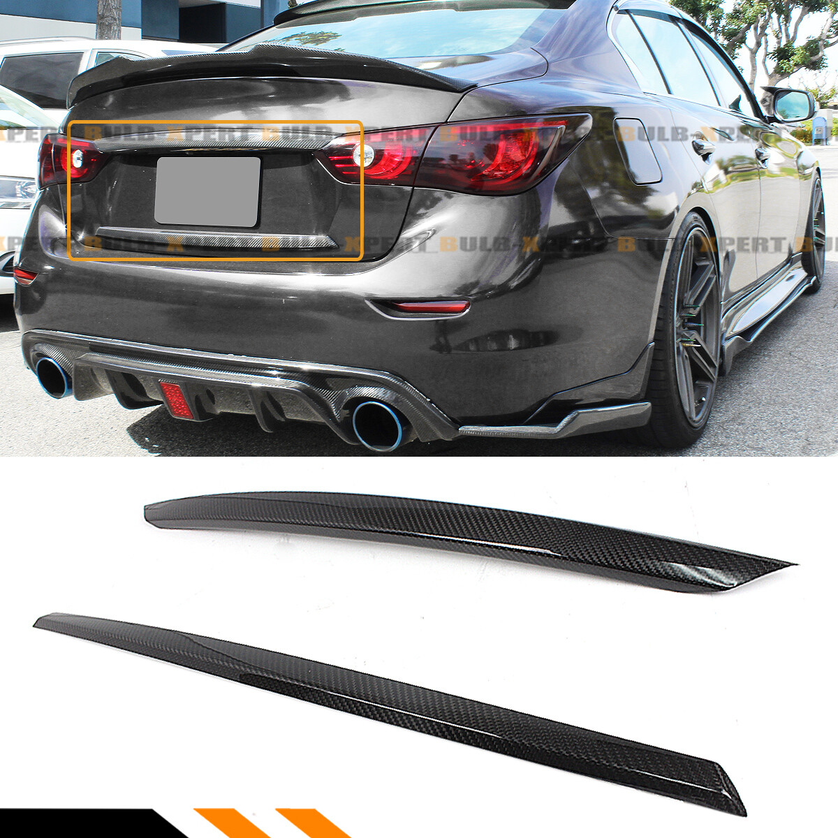 Fits For 20142017 Infiniti Q50 S Carbon Fiber Rear Trunk Plate Trim