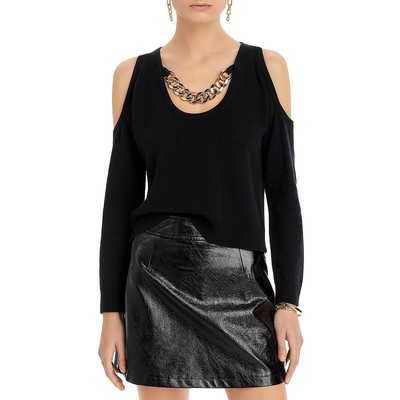 LAgence Womens Indy Black Cold Shoulder Pullover Sweater Top L/XL BHFO 9838