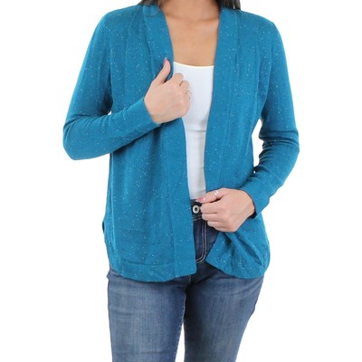 

Женский синий кардиган с открытым передом и длинными рукавами Karen Scott  BHFO 3783, True teal combo
