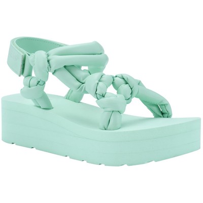 Guess Womens Albina Green Platform Sandals Shoes 8 Medium (B,M) BHFO 9724