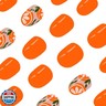 Orange Press on Nails Short Oval Orange Green Leaves Fake Nails with Designs Reusable Solid Color False Nails Oranges Glue on Nails Autumn Fruit Acrylic Nails for Women Nail Decor Accessories 24Pcs