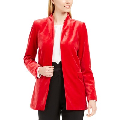 

Женский красный бархатный пиджак с открытым передом Calvin Klein Petites  BHFO 6238