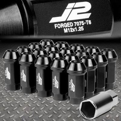 J2 ENGINEERING 7075 АЛЮМИНИЙ M12X1.25 20ШТ 50 ММ ЗАКРУГЛЕННАЯ ГАЙКА С КЛЮЧОМ ЧЕРНОГО ЦВЕТА