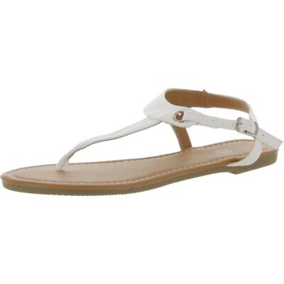 Женские белые босоножки-стринги из искусственной кожи Rekayla 8 Medium (B,M) BHFO 9997