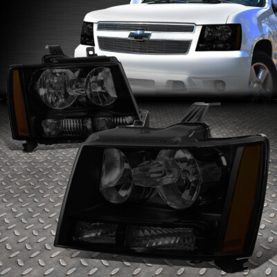 ДЛЯ 07-14 CHEVY TAHOE SUBURBAN PAIR ТОНИРОВАННЫЙ КОРПУС ЯНТАРНЫЕ УГЛОВЫЕ ЛАМПЫ ФАР