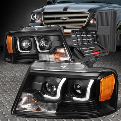 ДЛЯ 04-08 FORD F150/MARK LT ЧЕРНЫЕ ЯНТАРНЫЕ СВЕТОДИОДНЫЕ ФАРЫ DRL-ПРОЕКТОРА + НАБОР ИНСТРУМЕНТОВ