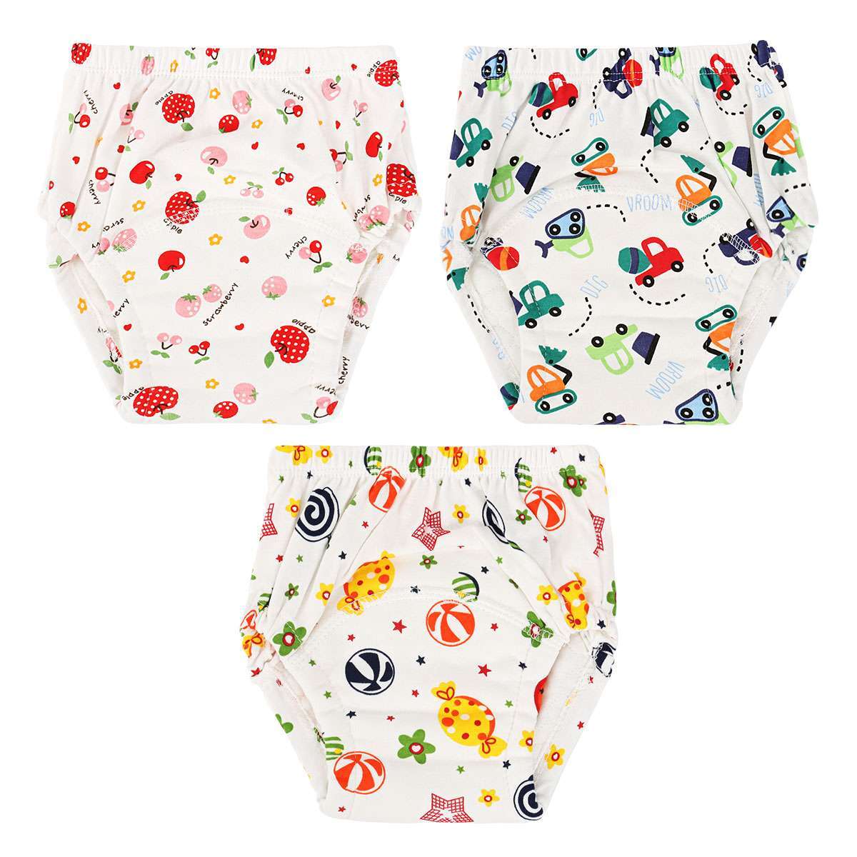 3pcs Toddler Baby Underwears Girl Boy Pee Potty Training Pants Cute Diaper Nappy