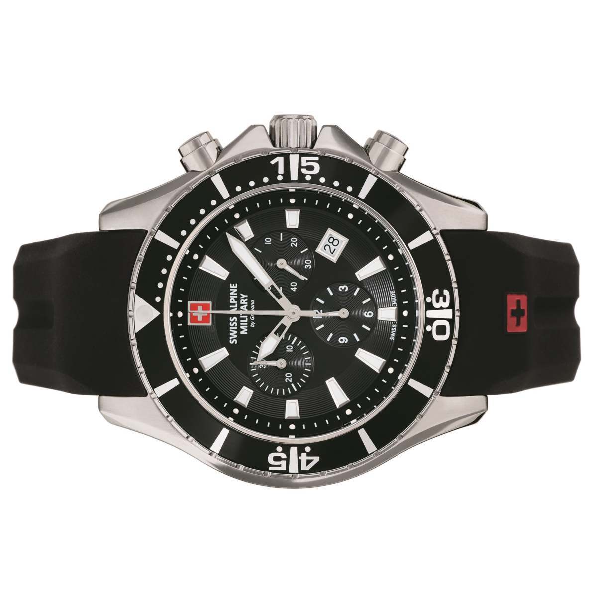 Pre-owned Swiss Military Swiss Alpine Military Men's Watch Chronograph Analog Quartz 7040.9837sam Siikon