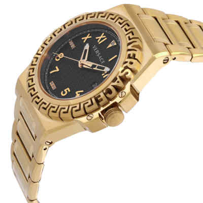 Pre-owned Versace Greca Quartz Black Dial Men's Watch Ve3i00723