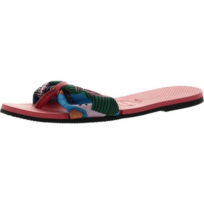 Havaianas Womens Pink Printed Slide Flip-Flops Shoes 9 Wide (C,D,W) BHFO 3419