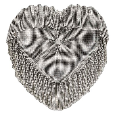 Pre-owned Alexander Wang T T By Alexander Wang Crystal Mesh Heart Pillow Clutch 20422n02m-100 In White